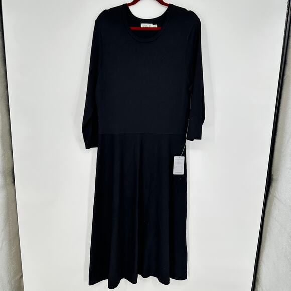 Eliza J Fit and Flare Knit Sweater New Modest Midi Dress in Black Womens XXL - Picture 13 of 13